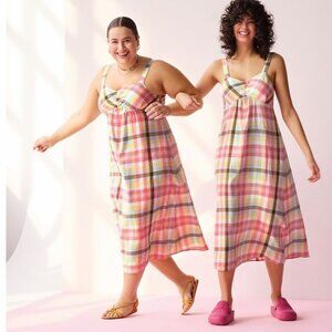 Reitmans Signature Pastel Plaid Sundress with Bow Back 3X
